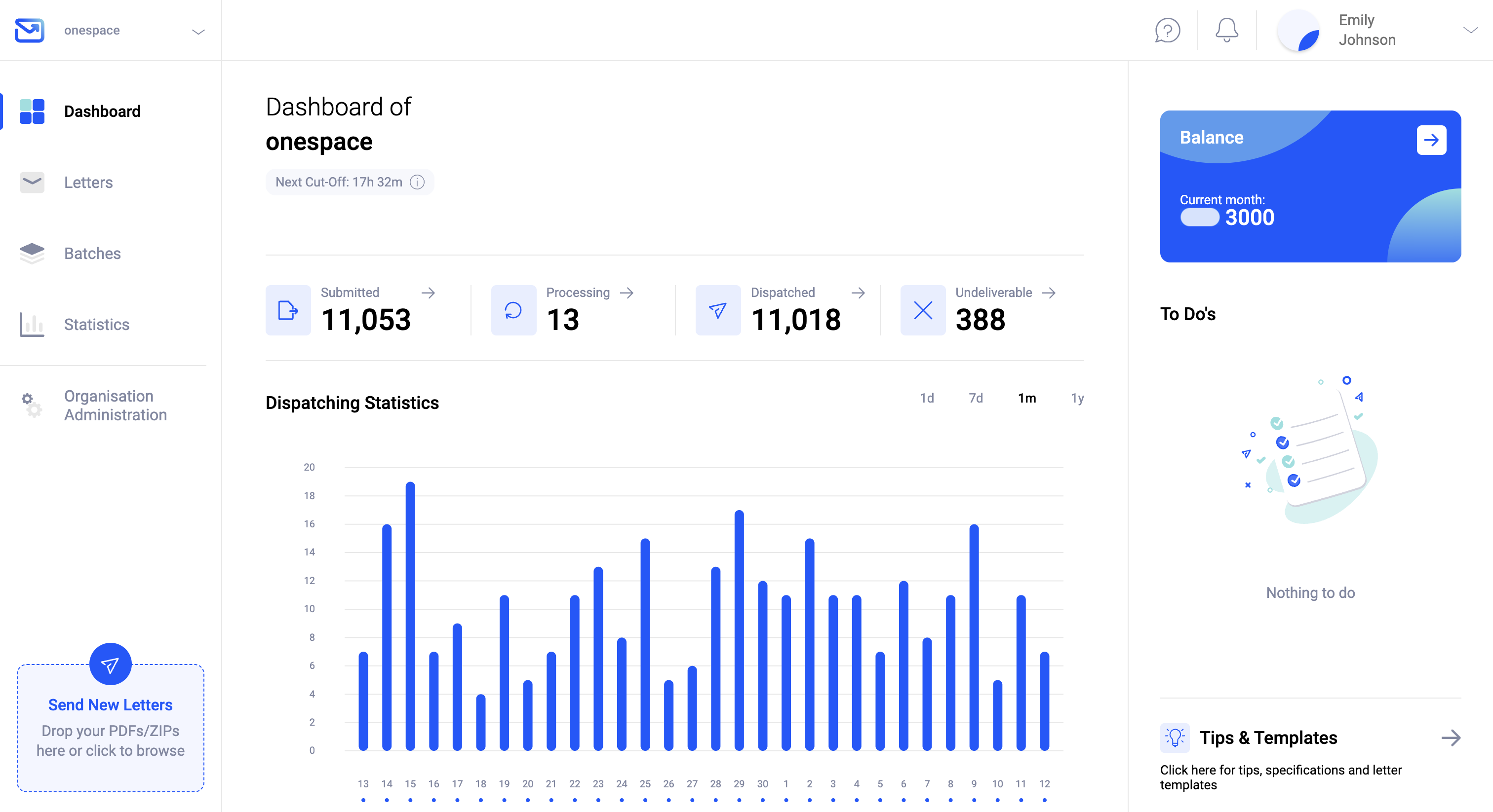 Pingen WebApp dashboard